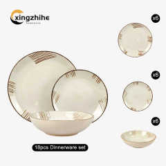 Luxury Nordic Style Gold Line Ceramic Dinnerware Service Set for Weddings Dishwasher & Microwave Safe Eco-Friendly