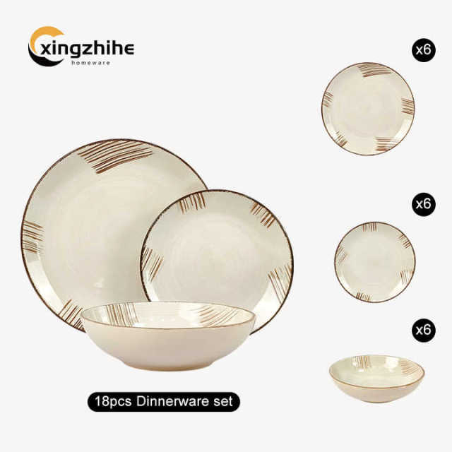 Luxury Nordic Style Gold Line Ceramic Dinnerware Service Set for Weddings Dishwasher & Microwave Safe Eco-Friendly
