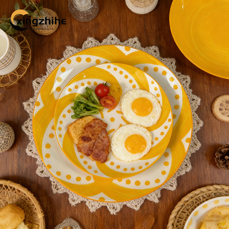 Luxury European Design White Porcelain BPA Free Eco-Friendly Single-Sided Monochrome Printing Tableware Set for Home Hotels