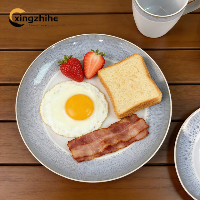 Luxury Kiln Altered Glaze Stoneware Dinnerware Sets Nordic Western Matt Gray Glazed Ceramic Cup Kit Dishwasher Safe, Xingzhihe,Luxury Kiln Altered Glaze Stoneware Dinnerware Sets Nordic Western Matt Gray Glazed Ceramic Cup Kit Dishwasher Safe