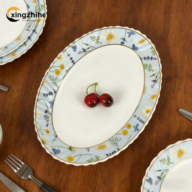18/16/12 Pcs Stoneware Tableware Set with Digital Printing Dishwasher Safe & Eco-Friendly Microwave & Oven Safe