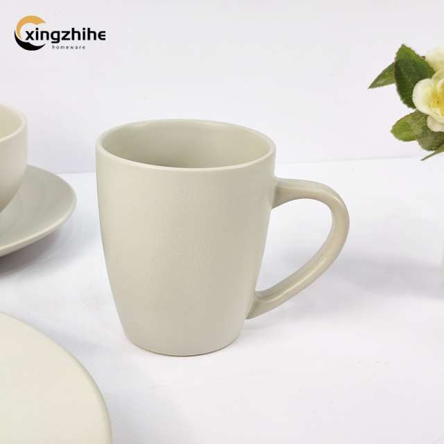 Modern Luxury European Style Stoneware Dinner Set in Matte Gray with BPA Free Cup Kit Includes Charger Plate for Home Party Use