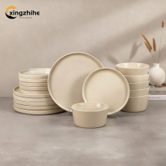 18/16/12/Piece Luxury Home Service Dinnerware Sets Custom Matte Glaze Dinner Salad Plates Mugs Subtle Vertical Ribbing
