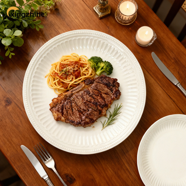 18/16/12/Piece Wholesale Price Custom Dinner & Salad Plates, Bowl, Mug  Subtle Vertical Ribbing, Matte Glaze