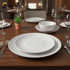 18/16/12 Pcs Luxury Embossed White Texture Stoneware Tableware Set Digital Printing Dishwasher Safe Eco-Friendly Microwave Oven