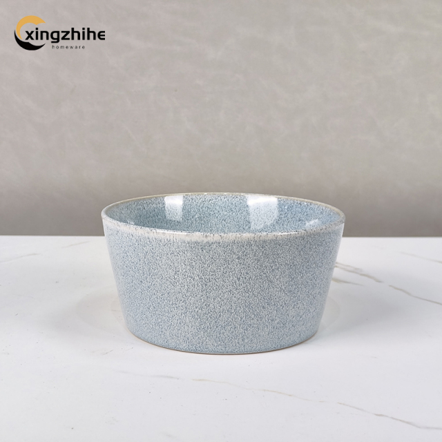Wholesale Eco-Friendly Modern European Stoneware Dinnerware Set with Blue Reactive Finish Dishwasher & Microwave Safe
