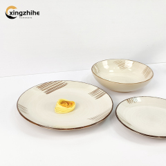 Luxury Nordic Style Gold Line Ceramic Dinnerware Service Set for Weddings Dishwasher & Microwave Safe Eco-Friendly