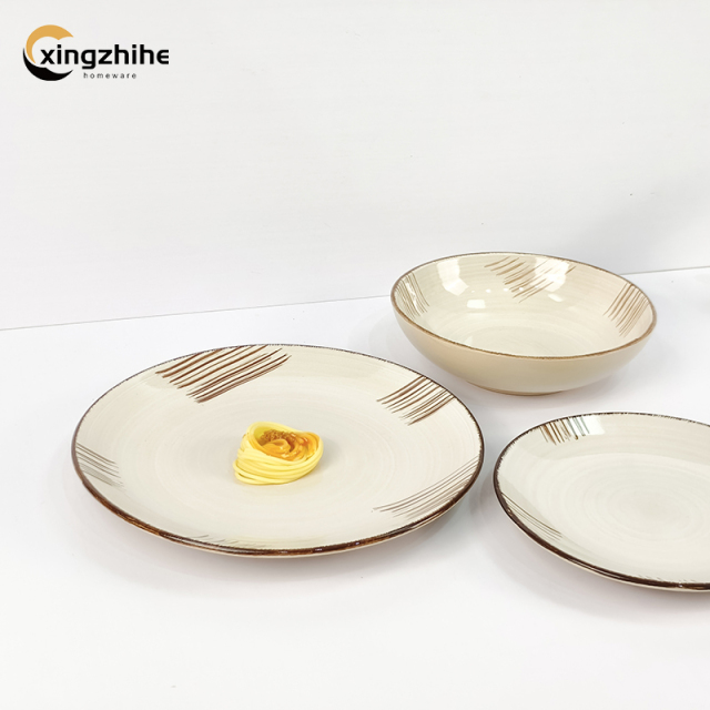 Luxury Nordic Style Gold Line Ceramic Dinnerware Service Set for Weddings Dishwasher & Microwave Safe Eco-Friendly