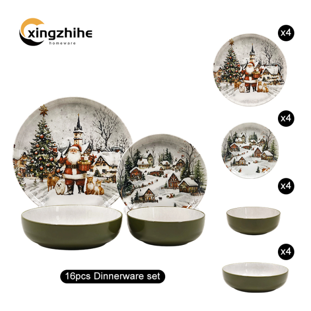 Christmas Tableware 3D Embossed Snow Steak Western Stoneware Plate Setting Creative Simple Ceramic Dessert Bowl Mug Dishwasher