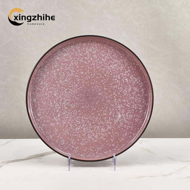 New Arrival Luxury Eco-Friendly Stoneware Dinnerware Sets with Pink Speckle Design for Home & Office Dining