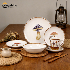 18/16/12/Piece Banquet Restaurant Wedding Ceramic Dinnerware Sets for Hotels Home Use 4-Person Stoneware Plates Dishwasher Safe