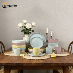 18/16/12-Piece European Design Stoneware Dinnerware Sets-Dishwasher Safe Eco-Friendly Durable Restaurant Quality Plates & Bowls
