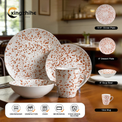 18/16/12-Piece Speckled Vintage Stoneware Dinnerware Sets-Dishwasher Safe Eco-Friendly BPA Free Durable Oven/Microwave Safe Heat