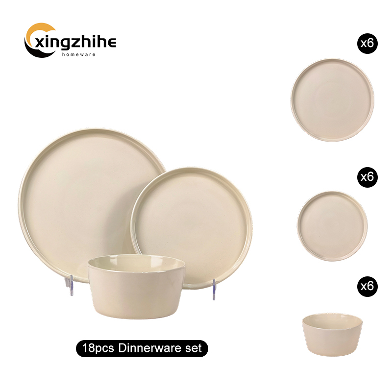 18/16/12/Piece Luxury Home Service Dinnerware Sets Custom Matte Glaze Dinner Salad Plates Mugs Subtle Vertical Ribbing