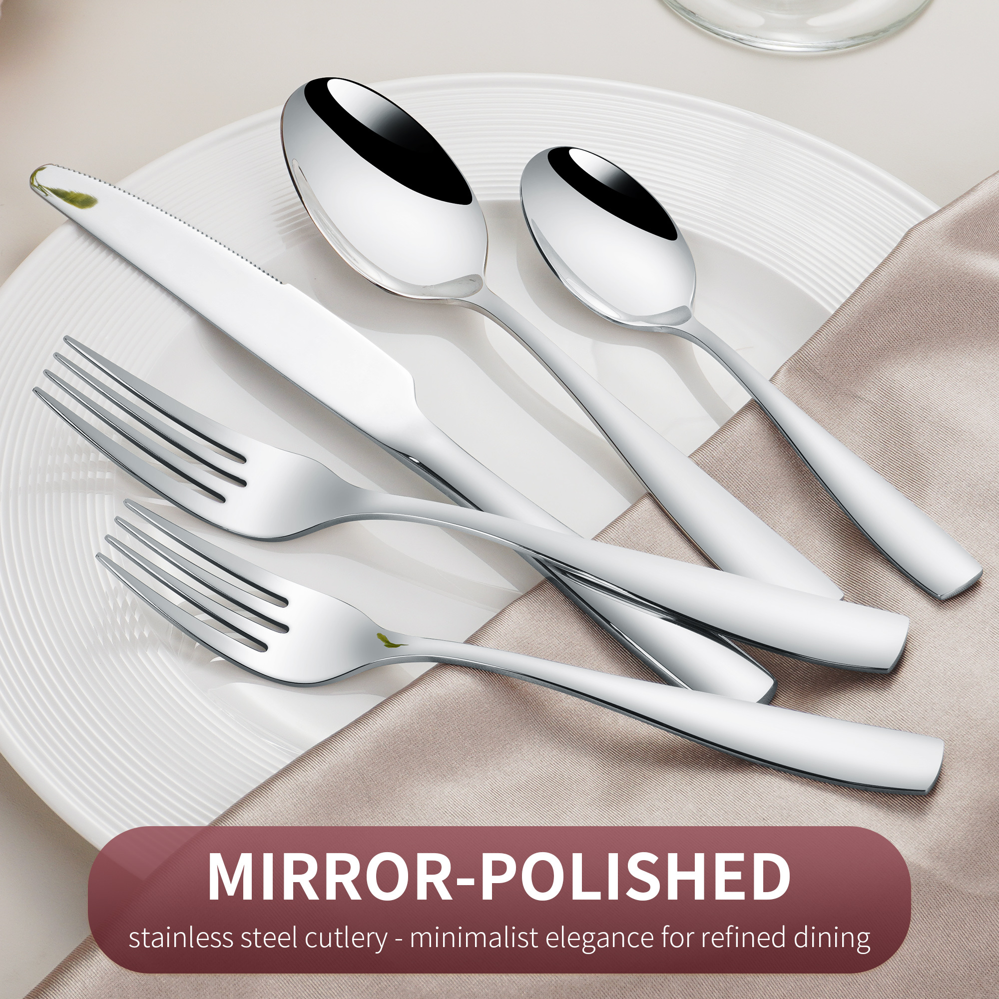 Modern Design Stainless Steel Flatware Set with Mirror Polish for Wedding Occasions-Home & Restaurant Tableware