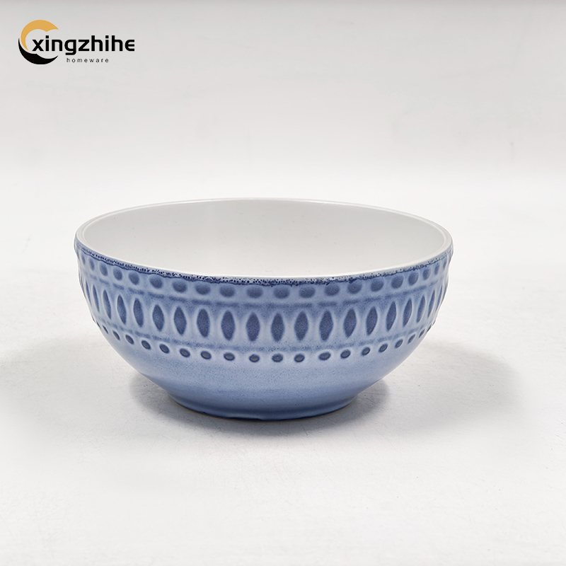 18/16/12/Piece Blue Luxury Europe Stoneware Dinnerware Sets Custom Matte Glaze Dinner Salad Plates Mugs Subtle Vertical Ribbing