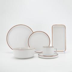 32-Piece Sample Available New Design Black Stoneware Modern Dinnerware Set Lucky Joyous Pattern Reactive Technique 4-Person