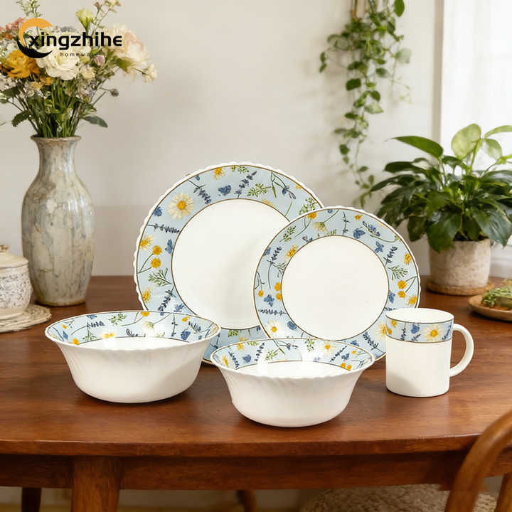 18/16/12 Pcs Stoneware Tableware Set with Digital Printing Dishwasher Safe & Eco-Friendly Microwave & Oven Safe