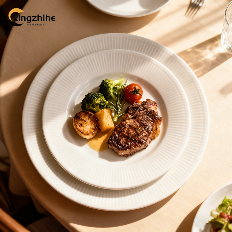 Custom-designed 18/16/12/-Piece Ceramic Tableware Set Relief Style Eco-Friendly Dishwasher Safe BPA Free Oven Safe for Home