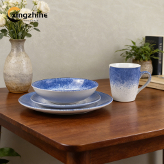 Luxury Kiln Altered Glaze Stoneware Dinnerware Sets Nordic Western Matt Blue Glazed Ceramic Cup Kit Dishwasher Safe