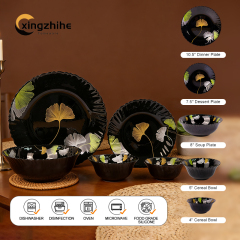 Modern Design Eco-Friendly Sustainable Reusable Glass Dinnerware Set BPA Free Heat-Resistant Dishwasher Microwave