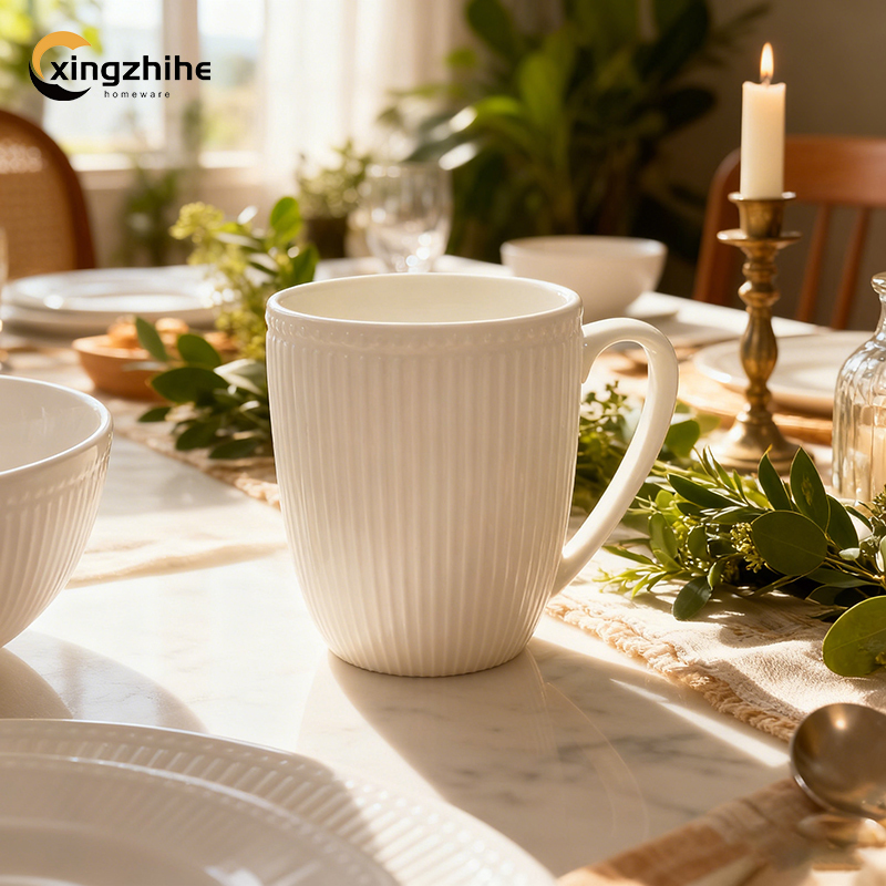 Custom-designed 18/16/12/-Piece Ceramic Tableware Set Relief Style Eco-Friendly Dishwasher Safe BPA Free Oven Safe for Home