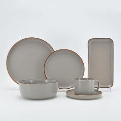 32-Piece Sample Available New Design Black Stoneware Modern Dinnerware Set Lucky Joyous Pattern Reactive Technique 4-Person