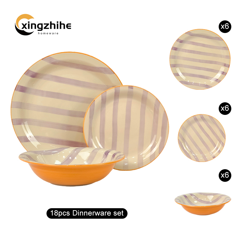 Custom Hand Drawn Patterns Stoneware Ceramic BPA Free Salad Bowl Cup Kit Set-Europe Design 4-Piece Wedding Dinnerware