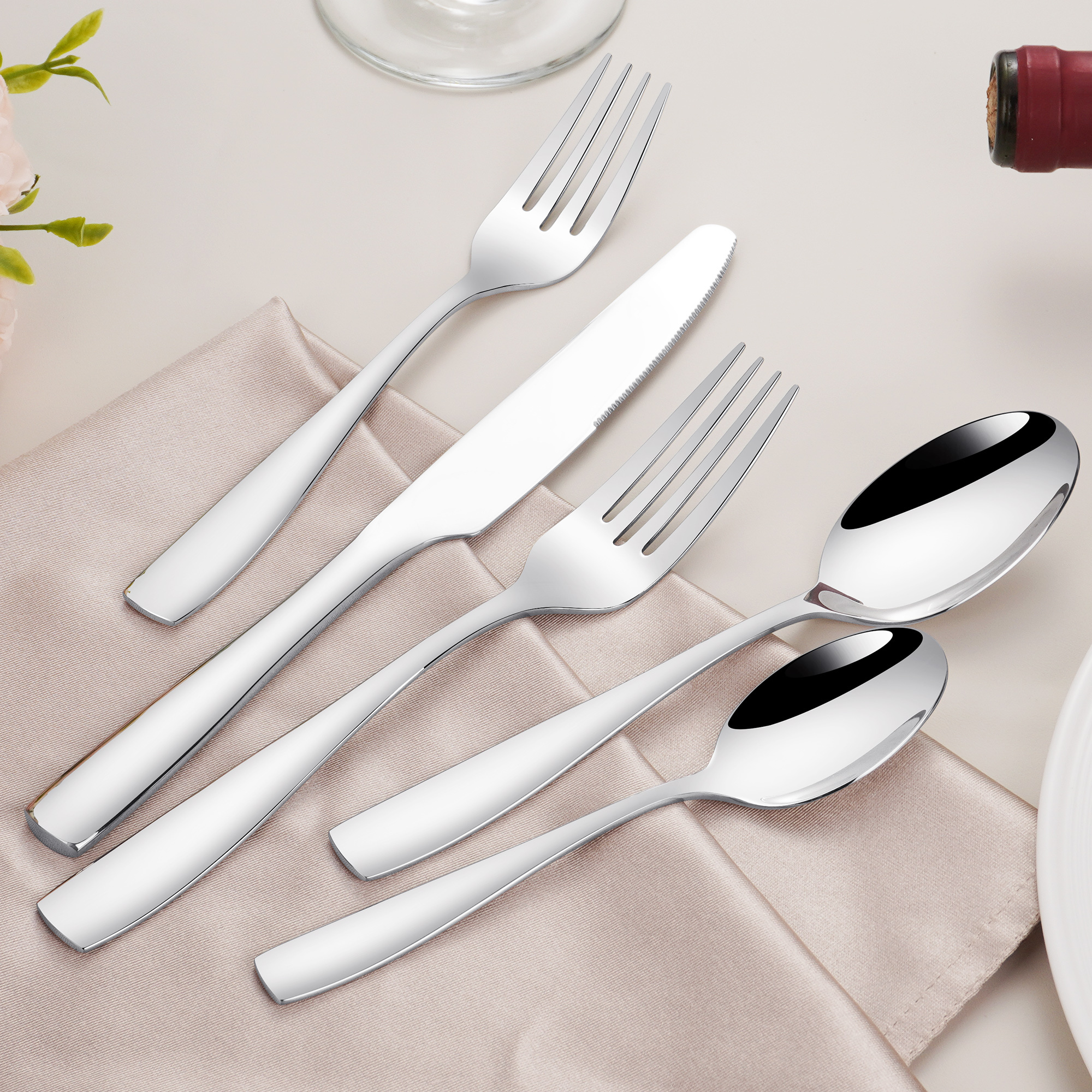 Modern Design Stainless Steel Flatware Set with Mirror Polish for Wedding Occasions-Home & Restaurant Tableware