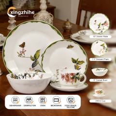 Modern Design Eco-Friendly Sustainable Reusable Glass Dinnerware Set BPA Free Heat-Resistant Dishwasher Microwave