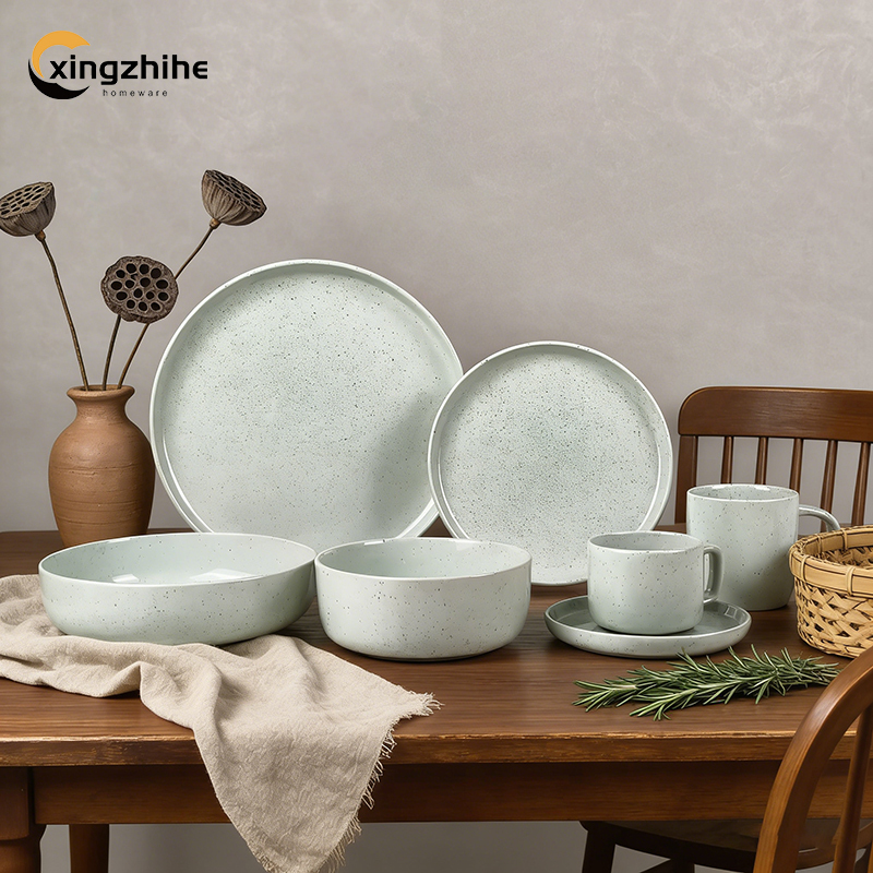 18/16/12-Piece European Design Stoneware Dinnerware Sets-Dishwasher Safe Eco-Friendly Durable Restaurant Quality Plates & Bowls