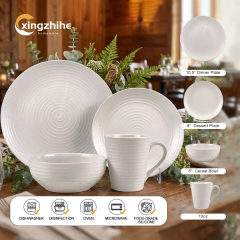 18/16/12 Pcs White Lipped Pearl Stoneware Tableware Set Digital Printing Dishwasher Safe Eco-Friendly Microwave Safe BPA Free