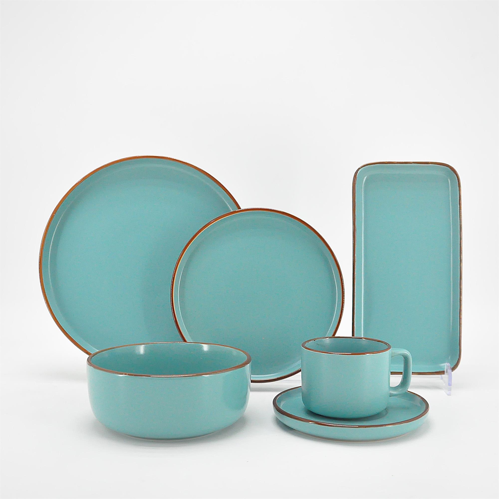 32-Piece Sample Available New Design Black Stoneware Modern Dinnerware Set Lucky Joyous Pattern Reactive Technique 4-Person