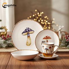 18/16/12/Piece Banquet Restaurant Wedding Ceramic Dinnerware Sets for Hotels Home Use 4-Person Stoneware Plates Dishwasher Safe
