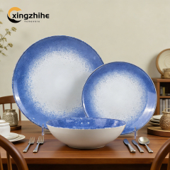 Luxury Kiln Altered Glaze Stoneware Dinnerware Sets Nordic Western Matt Blue Glazed Ceramic Cup Kit Dishwasher Safe