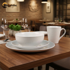 18/16/12 Pcs White Lipped Pearl Stoneware Tableware Set Digital Printing Dishwasher Safe Eco-Friendly Microwave Safe BPA Free