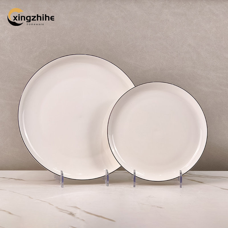 18/16/12/Piece White Luxury Europe Ceramic Stoneware Dinnerware Sets Custom Glaze Dinner/Salad Plates Mugs Subtle Vertical