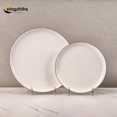 18/16/12/Piece White Luxury Europe Ceramic Stoneware Dinnerware Sets Custom Glaze Dinner/Salad Plates Mugs Subtle Vertical