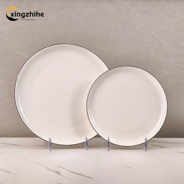 18/16/12/Piece White Luxury Europe Ceramic Stoneware Dinnerware Sets Custom Glaze Dinner/Salad Plates Mugs Subtle Vertical