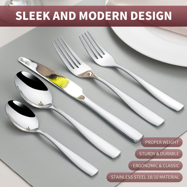 Modern Design Stainless Steel Flatware Set with Mirror Polish for Wedding Occasions-Home & Restaurant Tableware