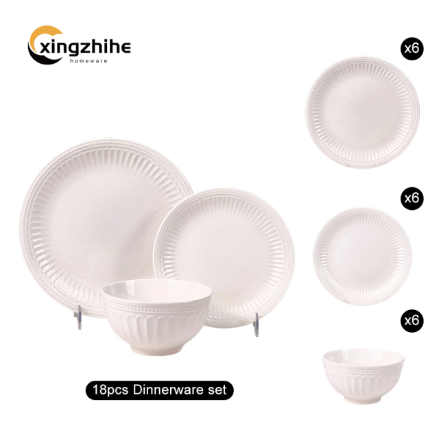 18/16/12/Piece Wholesale Price Custom Dinner & Salad Plates, Bowl, Mug  Subtle Vertical Ribbing, Matte Glaze