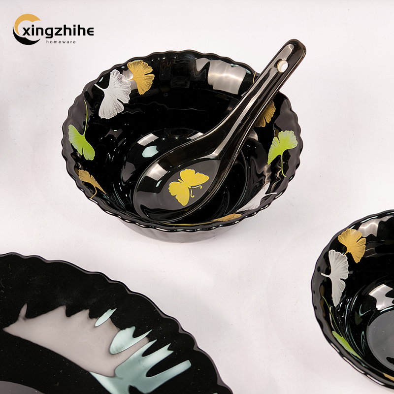 Modern Design Eco-Friendly Sustainable Reusable Glass Dinnerware Set BPA Free Heat-Resistant Dishwasher Microwave