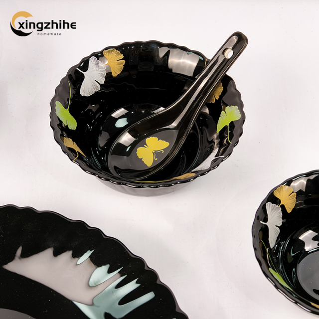 Modern Design Eco-Friendly Sustainable Reusable Glass Dinnerware Set BPA Free Heat-Resistant Dishwasher Microwave