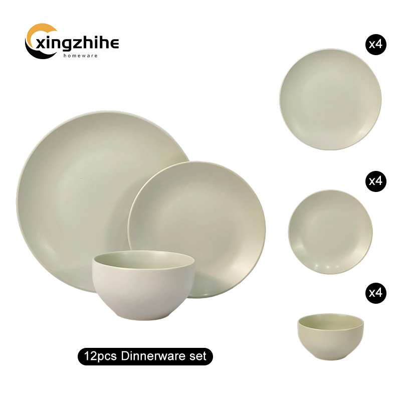 Modern Luxury European Style Stoneware Dinner Set in Matte Gray with BPA Free Cup Kit Includes Charger Plate for Home Party Use