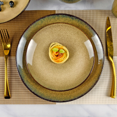 16 Piece Sample Available Luxury European Style Stoneware Ceramic Dinnerware Set Sustainable Restaurant Plates and Cutlery