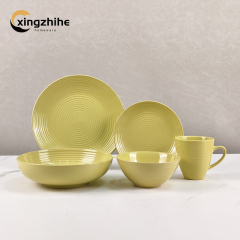 18/16/12 Pcs Luxury Colorful Embossed Texture European Design Stoneware Tableware Set Dishwasher Safe Eco-Friendly BPA Free Oven