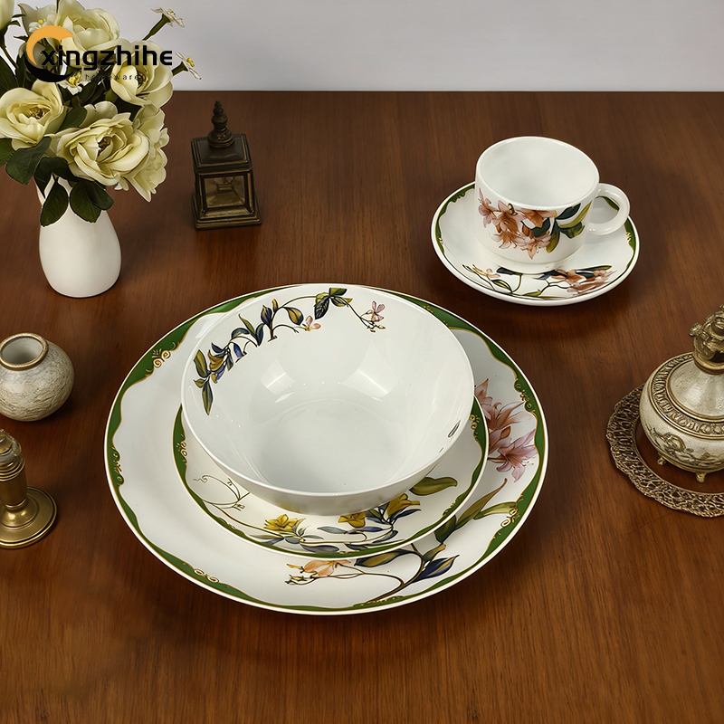 Modern Design Eco-Friendly Sustainable Reusable Glass Dinnerware Set BPA Free Heat-Resistant Dishwasher Microwave