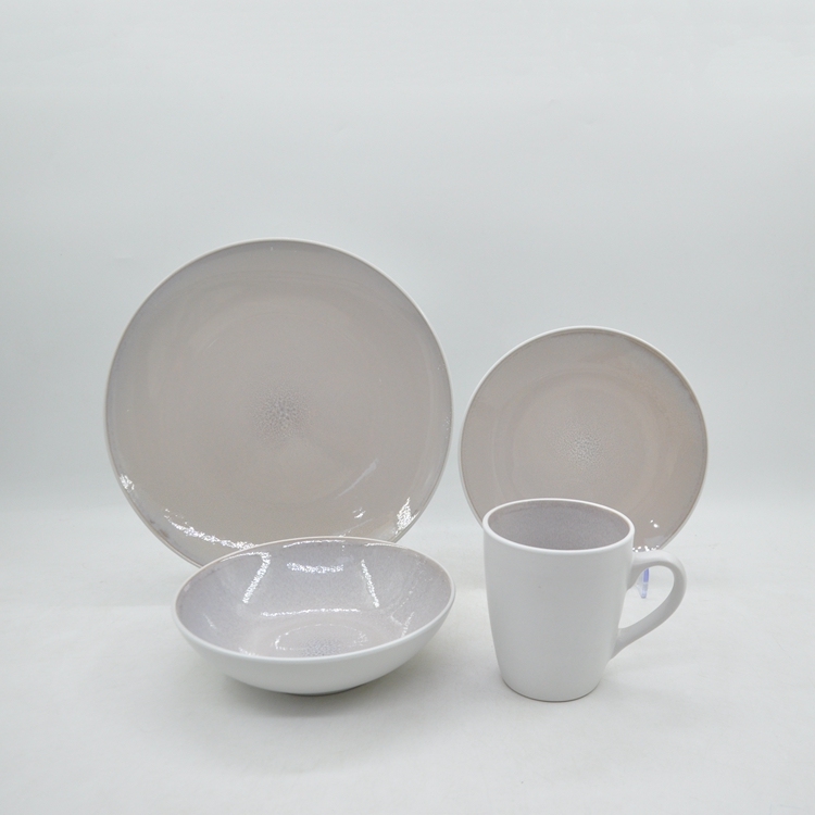 16-Piece European Homeware Stoneware Ceramic Indian Dinner Sets Double Color Reactive Glaze Modern Design Lucky Joyous Pattern