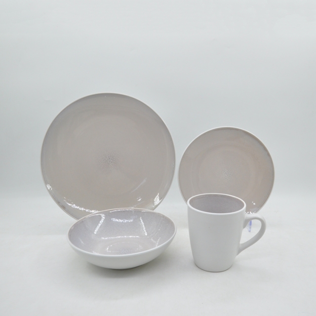 16-Piece European Homeware Stoneware Ceramic Indian Dinner Sets Double Color Reactive Glaze Modern Design Lucky Joyous Pattern