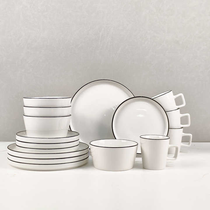Tableware Porcelain Dinner Table Set Ware Ceramic Wholesale 16pcs Porcelain White Dinnerware Sets Party Round American Style
